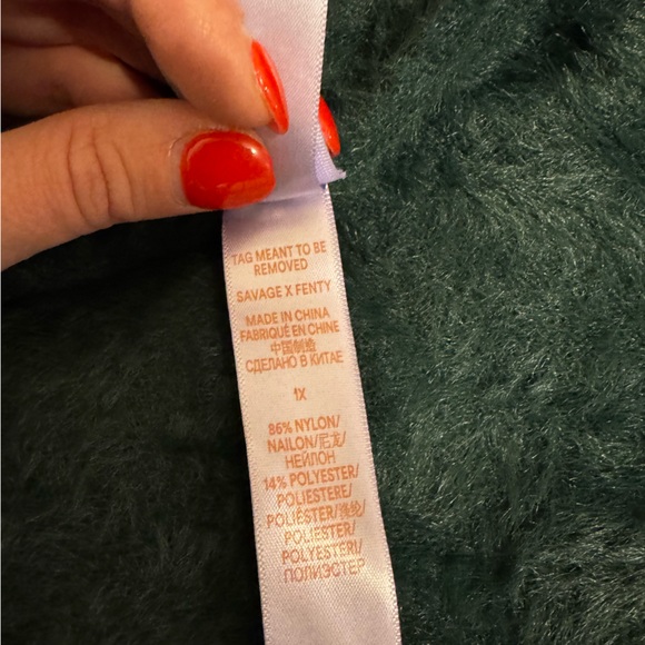 Savage x Fenty Botanical Green Fluff It Up Crop Top Fuzzy Bolero Sweater Sz. 1X - Picture 6 of 8